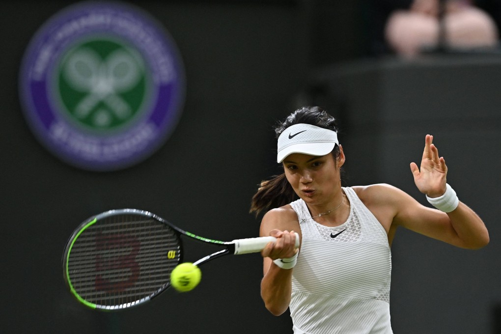 British tennis player Emma Raducanu, who is sponsored by HSBC, plays at last year’s Wimbledon Championships. British lawmakers have called on Wimbledon officials to drop HSBC as a sponsor over its support for the national security law. Photo: AFP