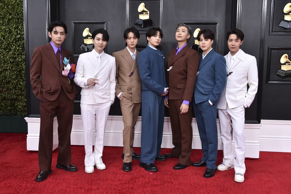 BTS at the 64th Annual Grammy Awards at the MGM Grand Garden Arena in Las Vegas, USA, on April 3, 2022. The surprise announcement that they were taking a break to focus on members’ solo projects stunned their global fanbase. Photo: Jordan Strauss/Invision/AP