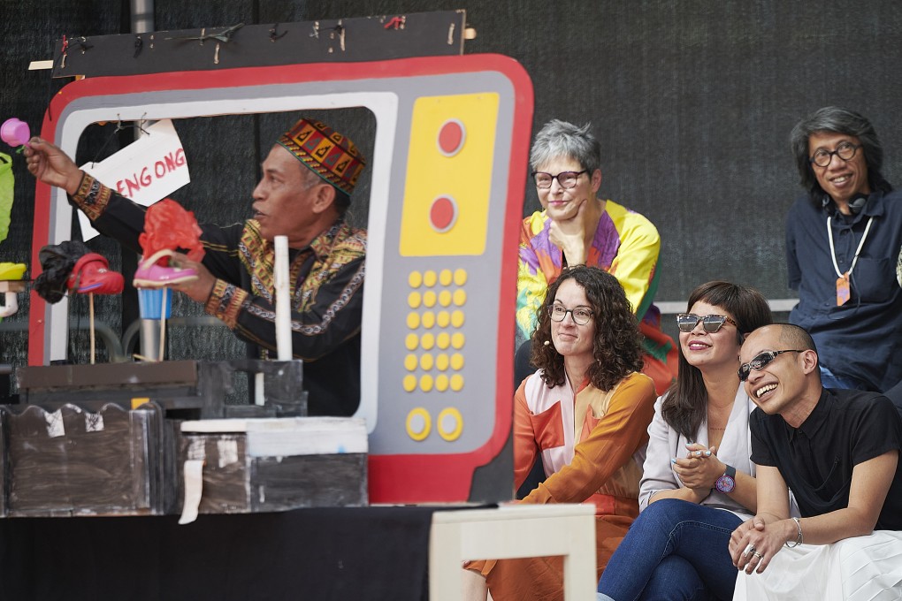 Storyteller Agus Nur Amal of Indonesia’s Acehnese ethnic group performs at the opening press conference of Documenta, in Kassel, Germany. Photo: Nicholas Wefers