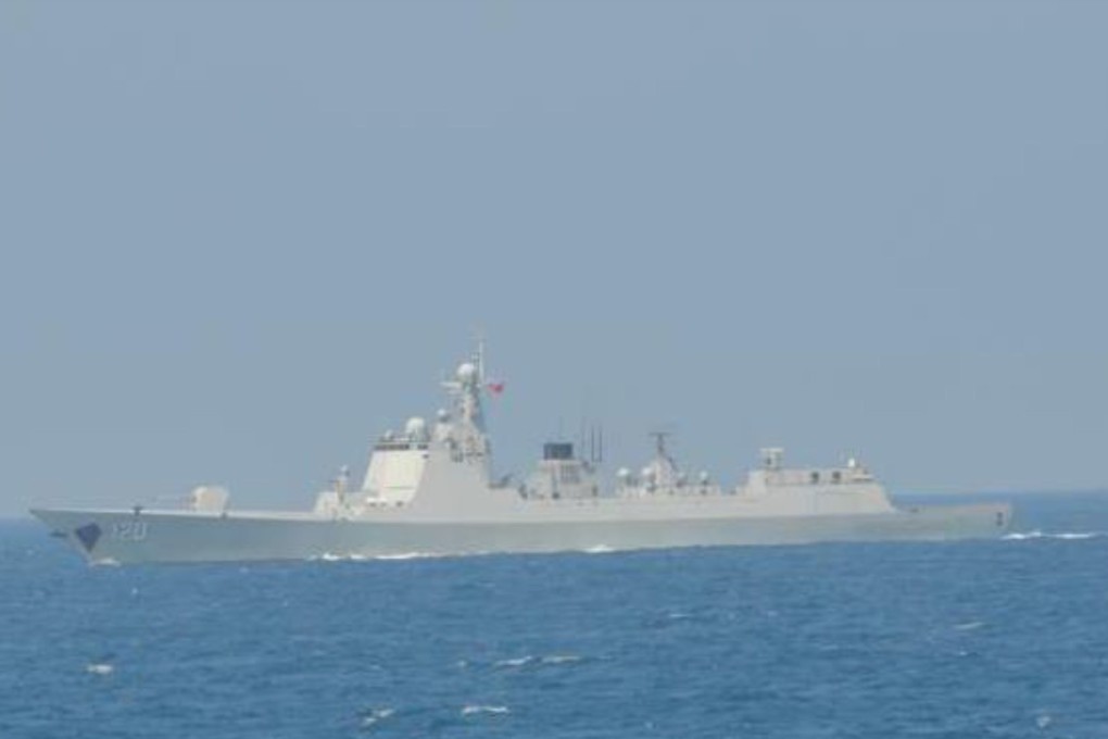 Japan’s defence ministry said two Chinese guided-missile destroyers and a supply ship were seen sailing through an area to the southeast of Chiba prefecture on Monday. Photo: Handout
