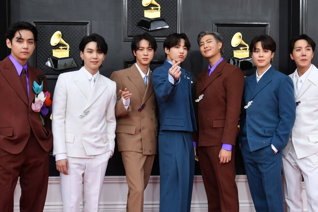 BTS seen arriving at the 64th Annual Grammy Awards held in April at the MGM Grand Garden Arena in Las Vegas. Photo: AFP