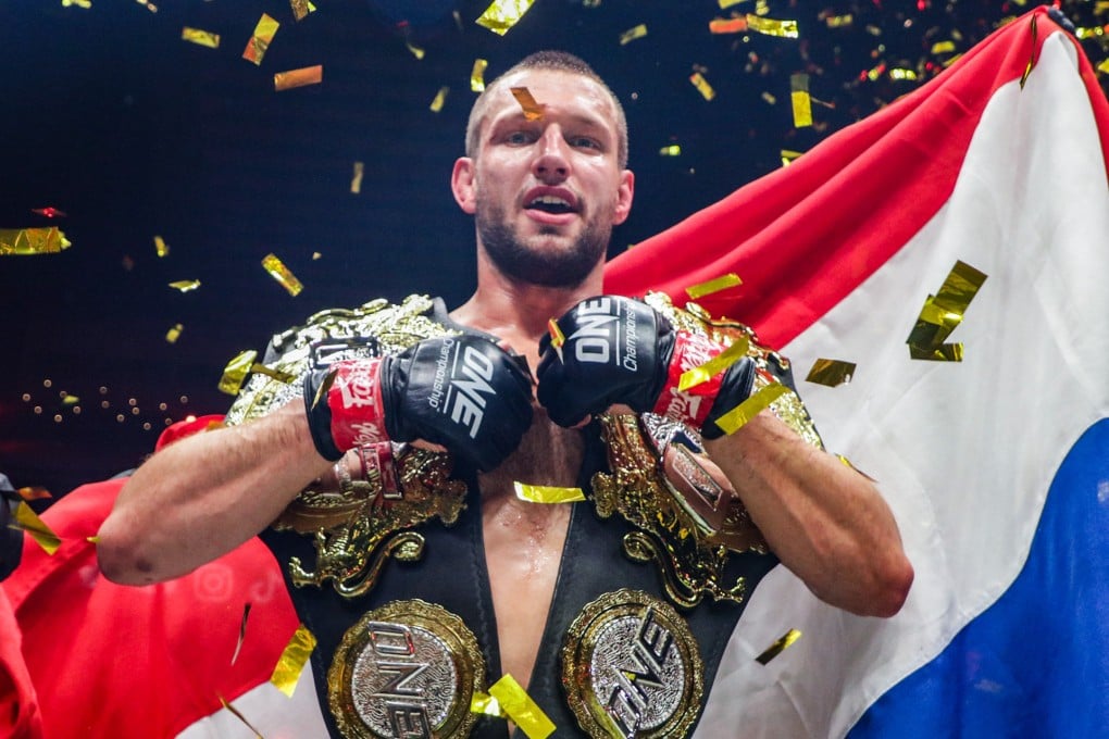 Reinier de Ridder celebrates after beating Kiamrian Abbasov. Photos: ONE Championship