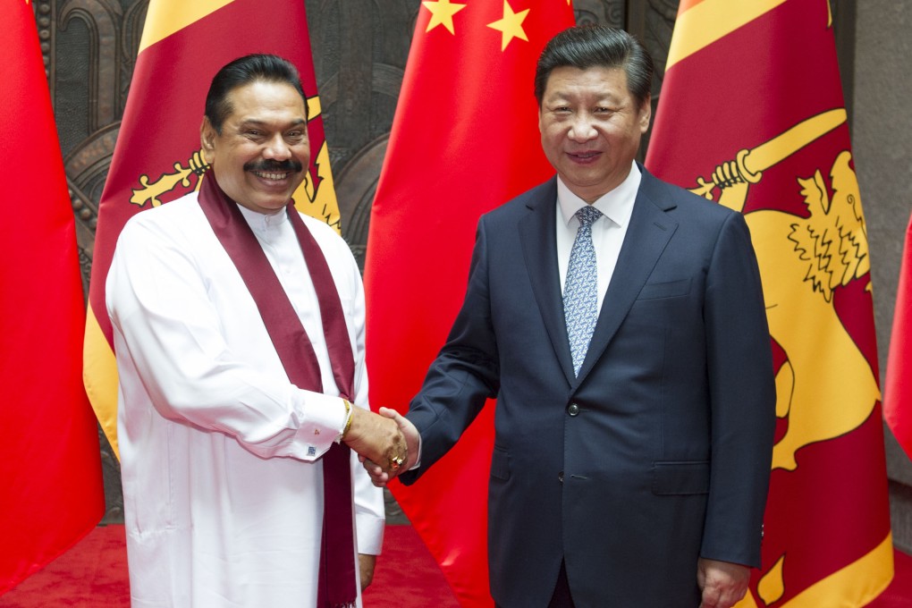 Chinese President Xi Jinping pictured with his Sri Lankan counterpart Mahinda Rajapaksa in Shanghai in 2014. Photo: Xinhua