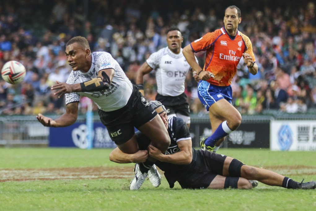 Fiji and New Zealand play at the Cathay Pacific/HSBC Hong Kong Sevens at Hong Kong Stadium on April 7, 2018. Photo: May James