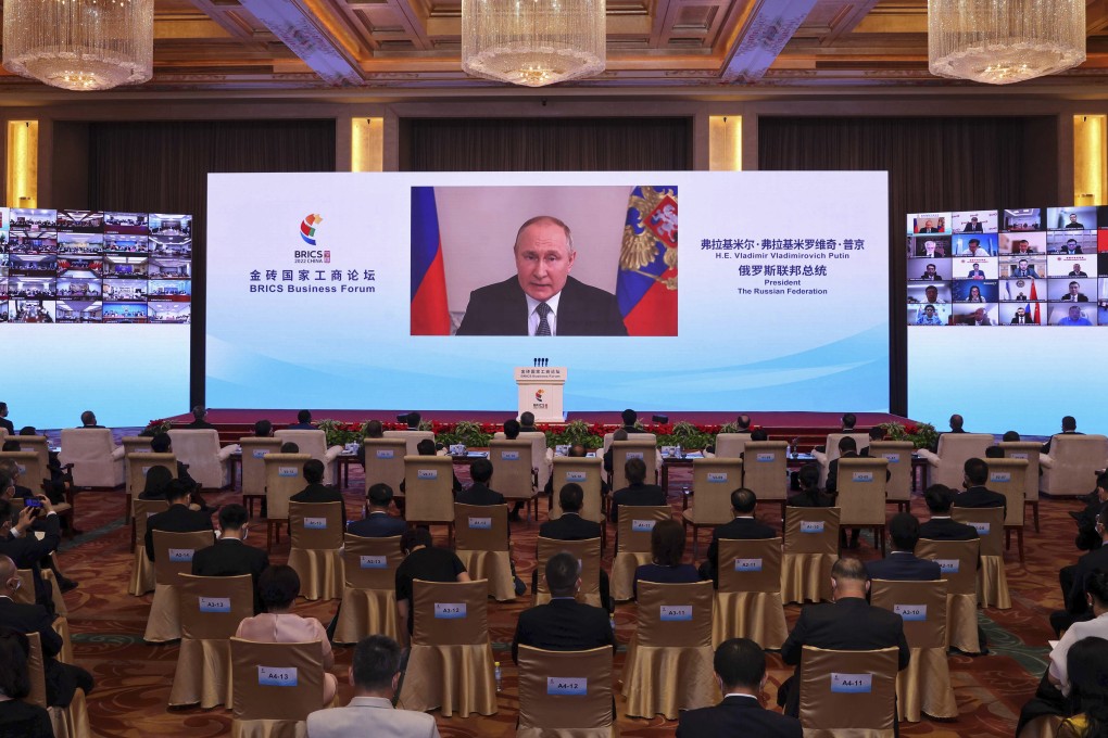 Russian President Vladimir Putin delivers a keynote speech at the BRICS Business Forum in Beijing. Photo: Xinhua