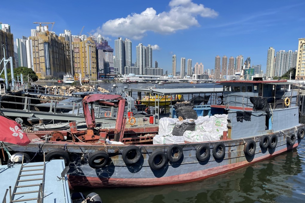A boat alleged to be involved in the smuggling of 40 tonnes of frozen meat after it was seized by Hong Kong customs officers. Photo: Handout