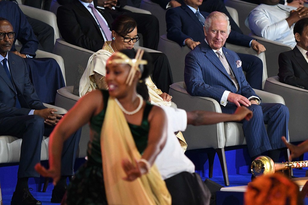 Britain’s Prince Charles (right) looks on as traditional dancers perform during the opening ceremony of the Commonwealth summit in Kigali, Rwanda, on Friday. Photo: AFP