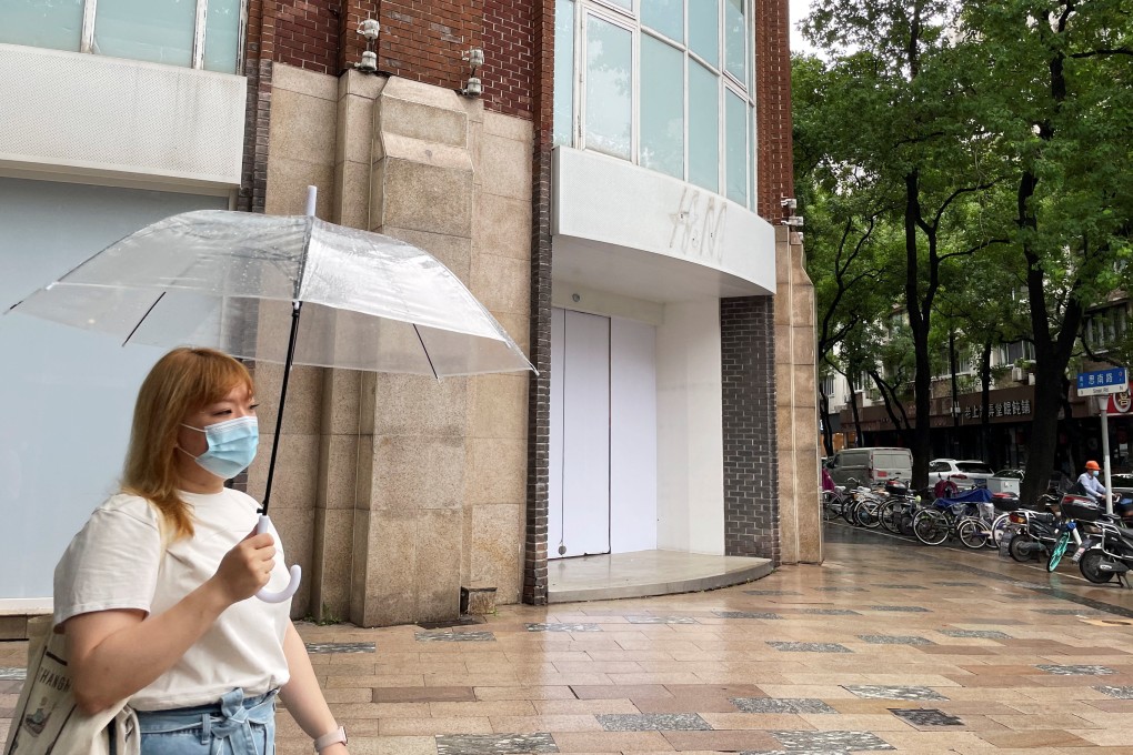 H&M’s  boarded up flagship store in Shanghai on Friday. Photo: Reuters