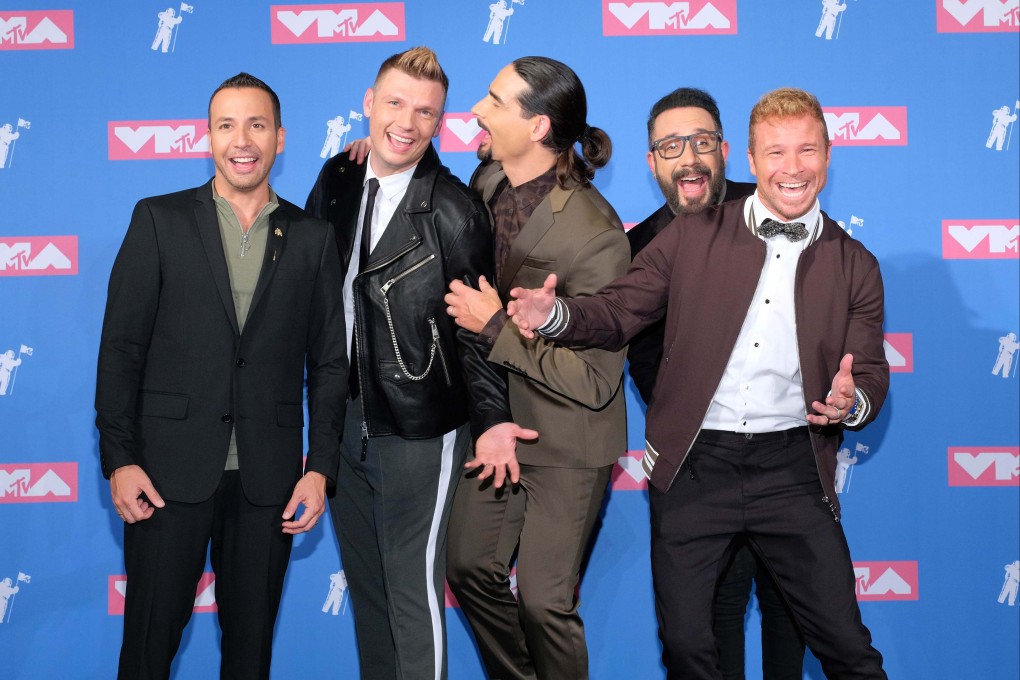 The Backstreet Boys pose backstage at the 2018 MTV Video Music Awards in New York City. Photo: Getty Images/AFP