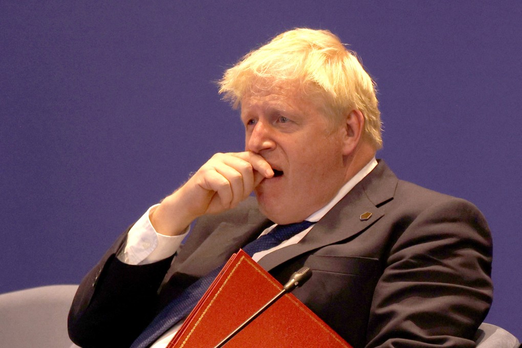 British Prime Minister Boris Johnson at the Intare Conference Centre in Kigali, Rwanda on Saturday. Photo: Reuters