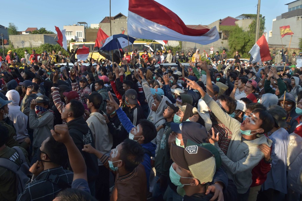 Indonesian students protest against a raft of divisive legal reforms in Jakarta in September 2019. Photo: AFP