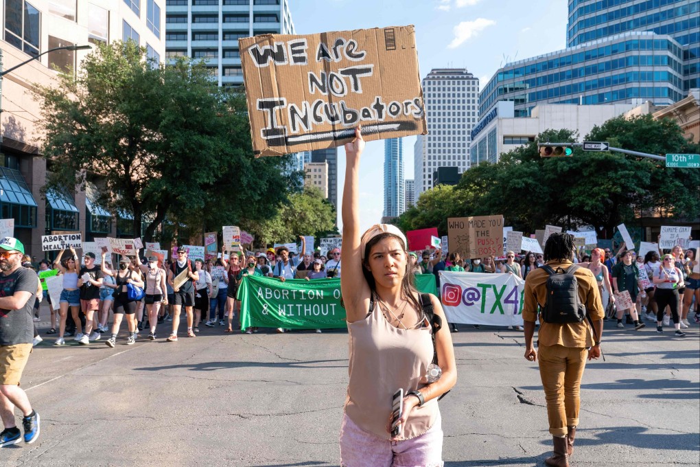 Abortion rights activists take part in a protest near the State Capitol in Austin, Texas, on Saturday. Photo: AFP