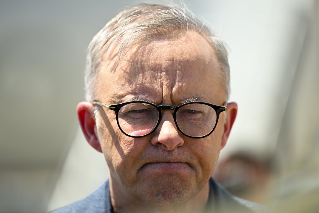 Australian Prime Minister Anthony Albanese speaks to the media after arriving in Spain for the Nato Leaders’ Summit. Photo: EPA-EFE
