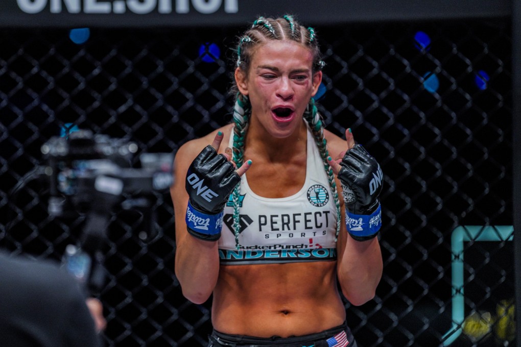 Alyse Anderson celebrates her win over Asha Roka. Photo: ONE Championship