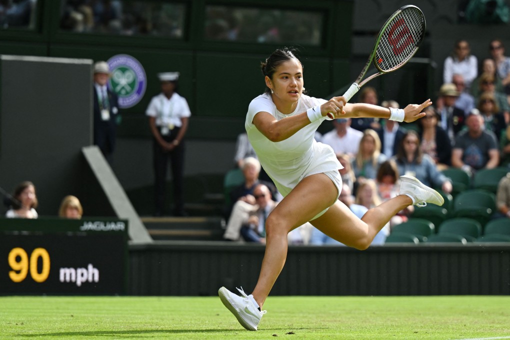 Emma Raducanu returns the ball to Caroline Garcia during their women’s singles tennis. Photo: AFP