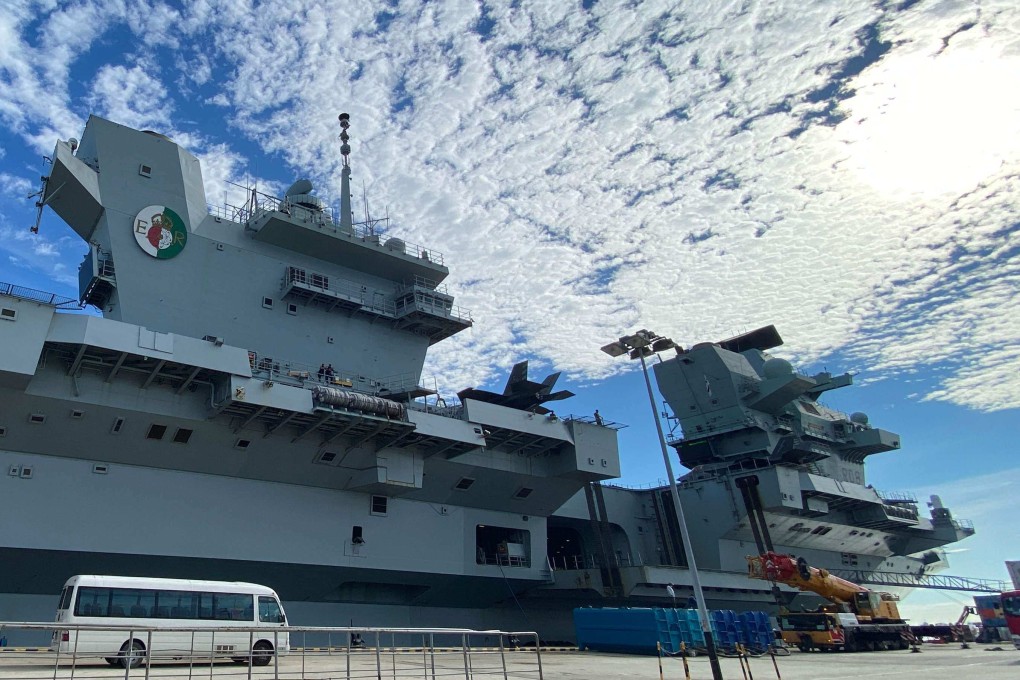 Britain’s HMS Queen Elizabeth sits docked at Changi Naval Base in Singapore on October 11, 2021. Efforts to increase Britain’s presence in the Indo-Pacific have been welcomed by Western allies. Photo: AFP