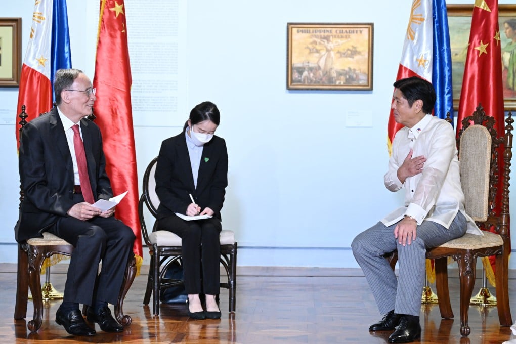 Chinese vice-president Wang Qishan meets Philippine President Ferdinand Romualdez Marcos in Manila on June 30, 2022. As Chinese President Xi Jinping’s special representative, Wang attended the Philippine presidential inauguration of Marcos Jnr. Photo: Xinhua