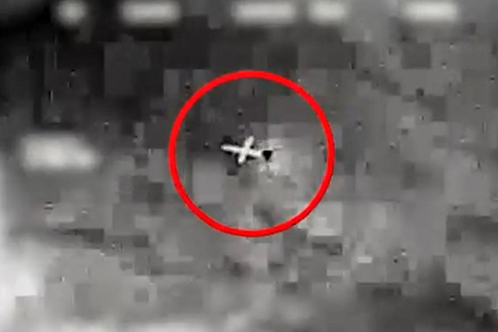 This image grab from a video released by the Israeli army on Saturday reportedly shows the interception by the Israeli army of a drone launched by Lebanon’s Hezbollah movement that was headed towards an offshore gas field in the Mediterranean. Photo: AFP / HO / IDF Spokespersons Unit