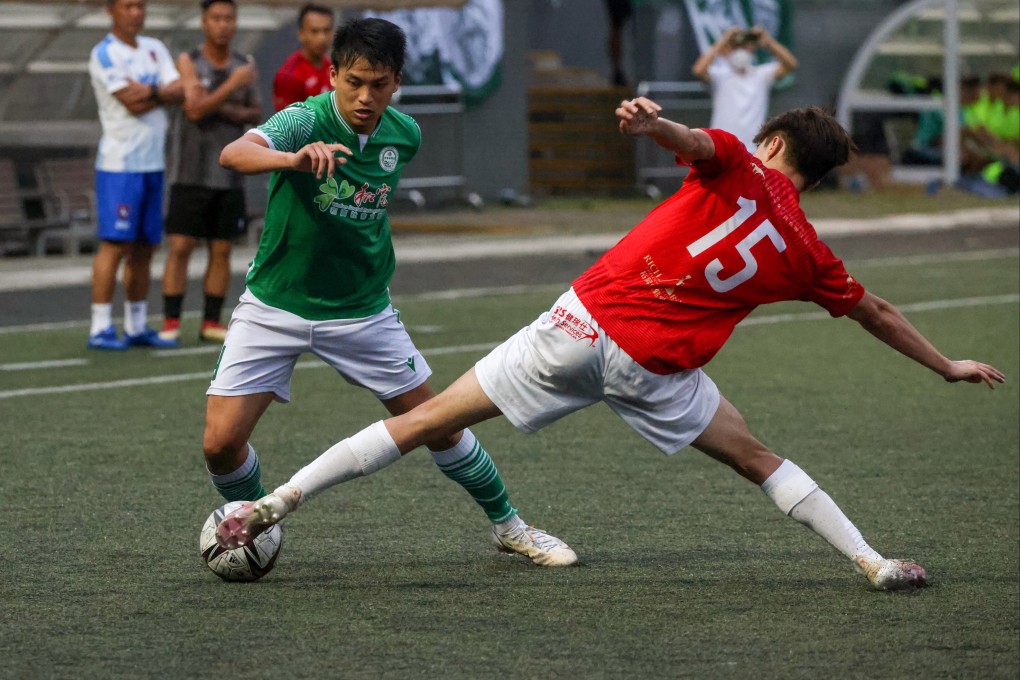 Sha Tin (in red) and Wofoo Tai Po played out a fesity semi-final in Kowloon Bay. Photo: Dickson Lee