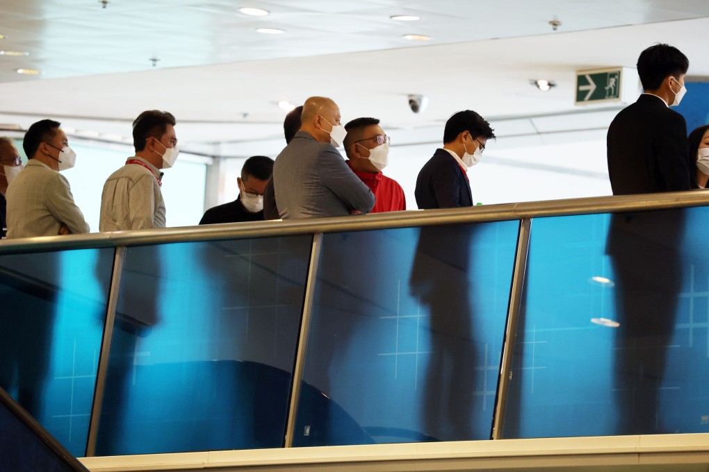 Potential buyers at the sales office of CK’s Asset Grand  Jeté  in Hung Hom, Hong Kong, July 3, 2022. Photo:  SCMP / Edmond So