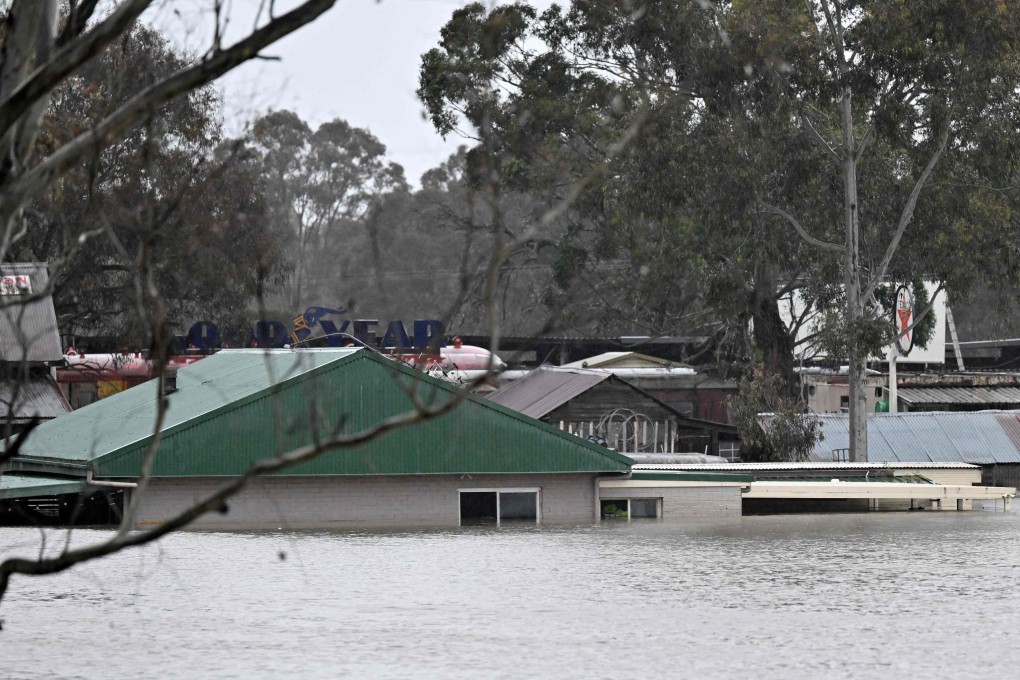 A flooded area from the overflowing Hawkesbury river due to torrential rain in the Windsor suburb of Sydney on Monday. Photo: AFP