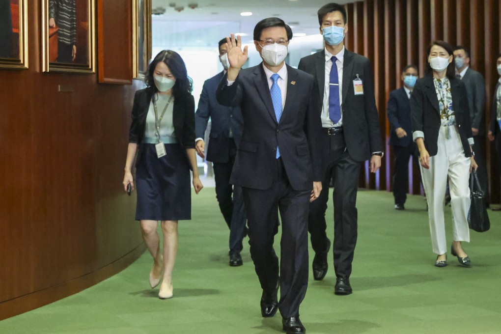 John Lee (front) attended his first Legco question and answer session as chief executive. Photo: Yik Yeung-man