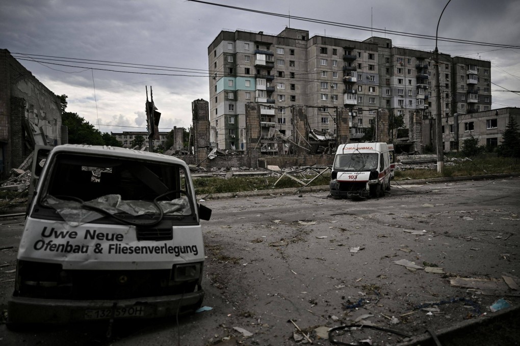Destroyed vehicles are pictured in Ukraine’s Donbas region, as Russia invades the country. Photo: AFP