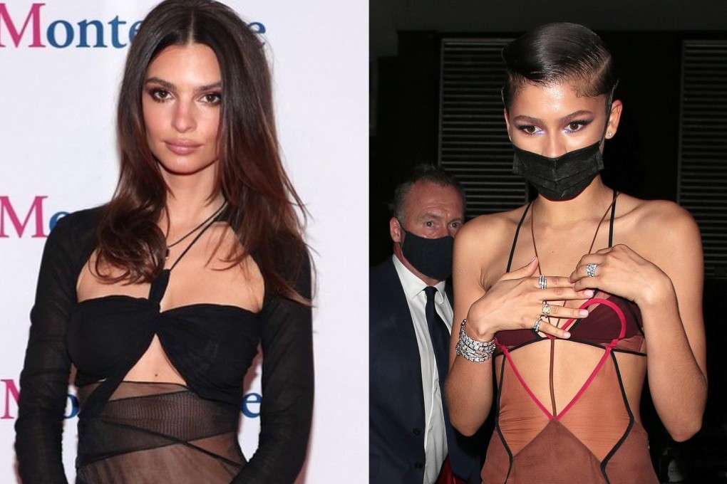 Model Emily Ratajkowski and Zendaya in looks from Nensi Dojaka. “I used to be very scared of the word ‘sexy’,” the Albanian-born designer tells the Post.