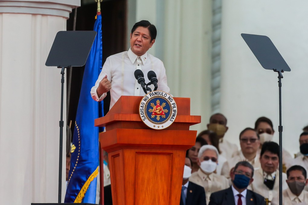 Philippine President Ferdinand Marcos Jnr speaks at his inauguration ceremony in Manila on June 30. Photo: Xinhua
