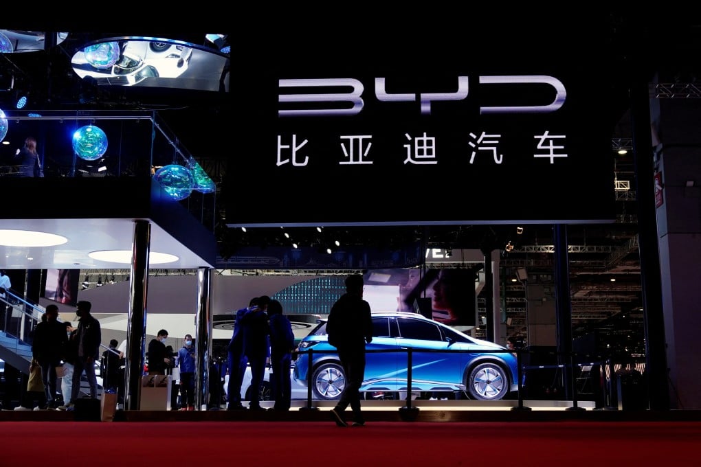 People visit the BYD booth during a media day for the Auto Shanghai show in Shanghai, China, in April 2021. Photo: Reuters