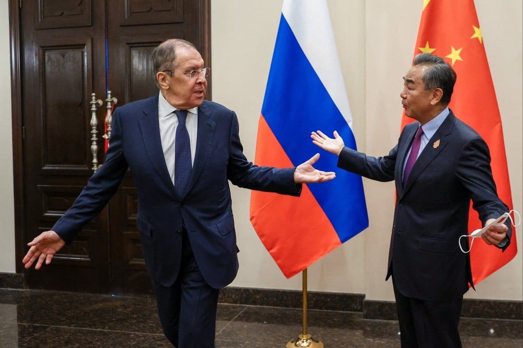 Russian Foreign Minister Sergey Lavrov and Chinese Foreign Minister Wang Yi meet in Denpasar, Indonesia, on Thursday. Photo: Russian Foreign Ministry