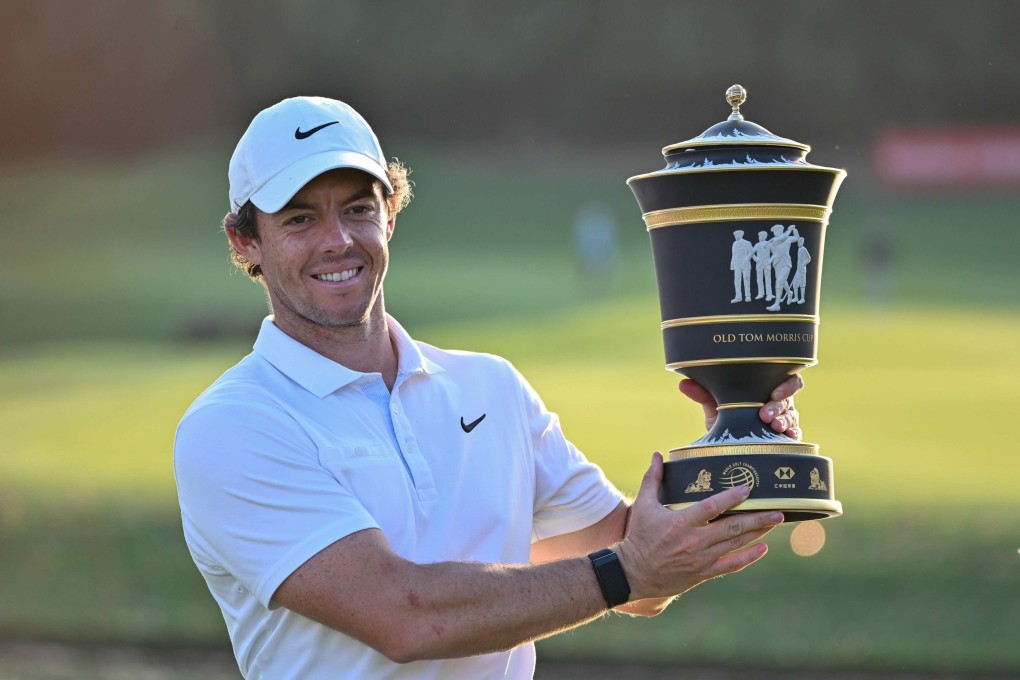 Rory McIlroy poses with his trophy after winning in the WGC-HSBC Champions in Shanghai on November 3, 2019. Photo: AFP