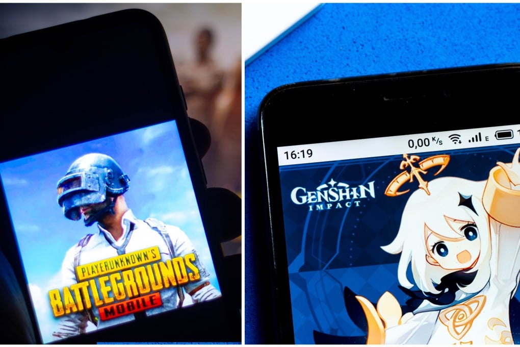 Tencent Holdings’ PUBG Mobile, left, and miHoYo’s Genshin Impact ranked behind Honour of Kings as the world’s highest-grossing mobile games in the first half of this year. Photos: Shutterstock