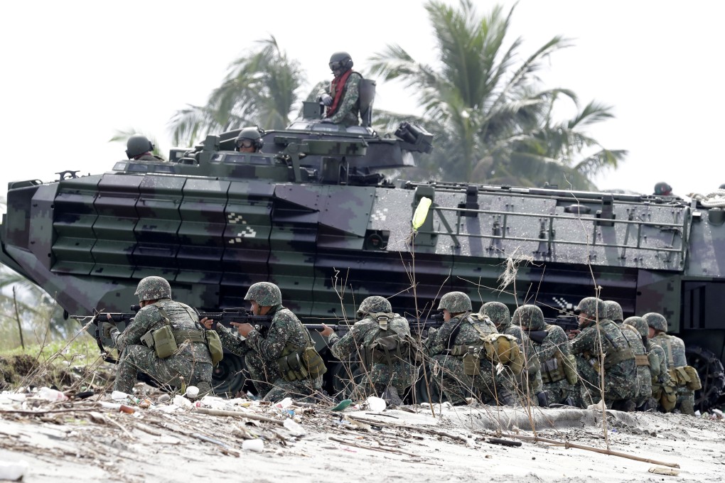 Philippine marines take their positions during a drill at the former US naval facility in Subic. File photo: AP