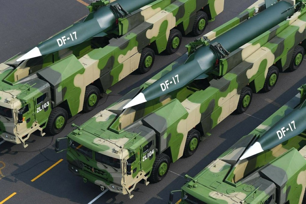 Chinese military vehicles carry DF-17 on the 70th anniversary of the founding of Communist China in Beijing, Tuesday, Oct. 1, 2019. China has operationally deployed the DF-17 hypersonic glide vehicle. Photo: Weibo