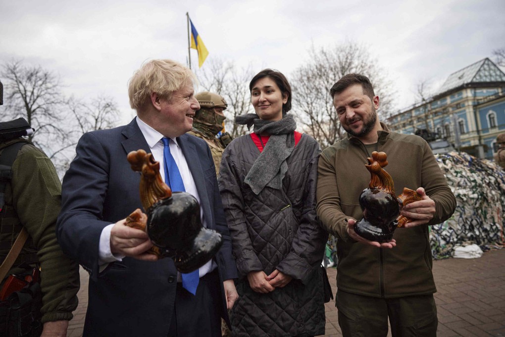 British Prime Minister Boris Johnson (left) with Ukrainian President Volodymyr Zelensky in Kyiv on April 9. Photo: Ukrainian Presidential Press Office via AP