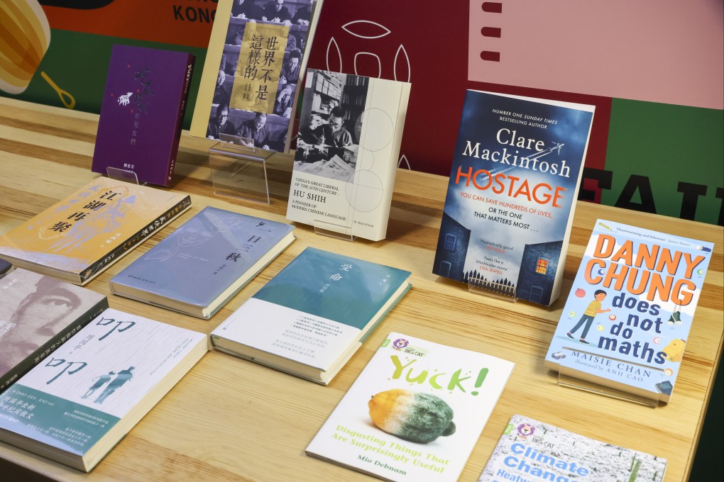 Books displayed at  press conference on Hong Kong Book Fair at Hong Kong Convention and Exhibition Centre in Wan Chai.  Photo: SCMP/ Edmond So