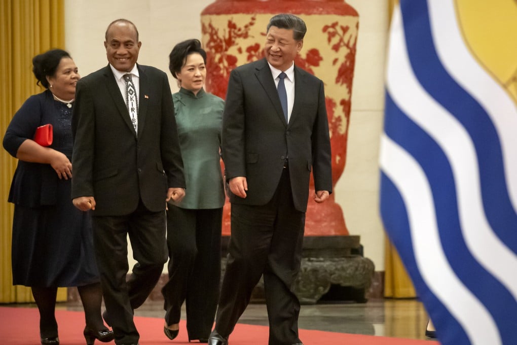 Kiribati’s President Taneti Maamau, left, pictured with Chinese President Xi Jinping at the Great Hall of the People in January 2020. Photo: AP