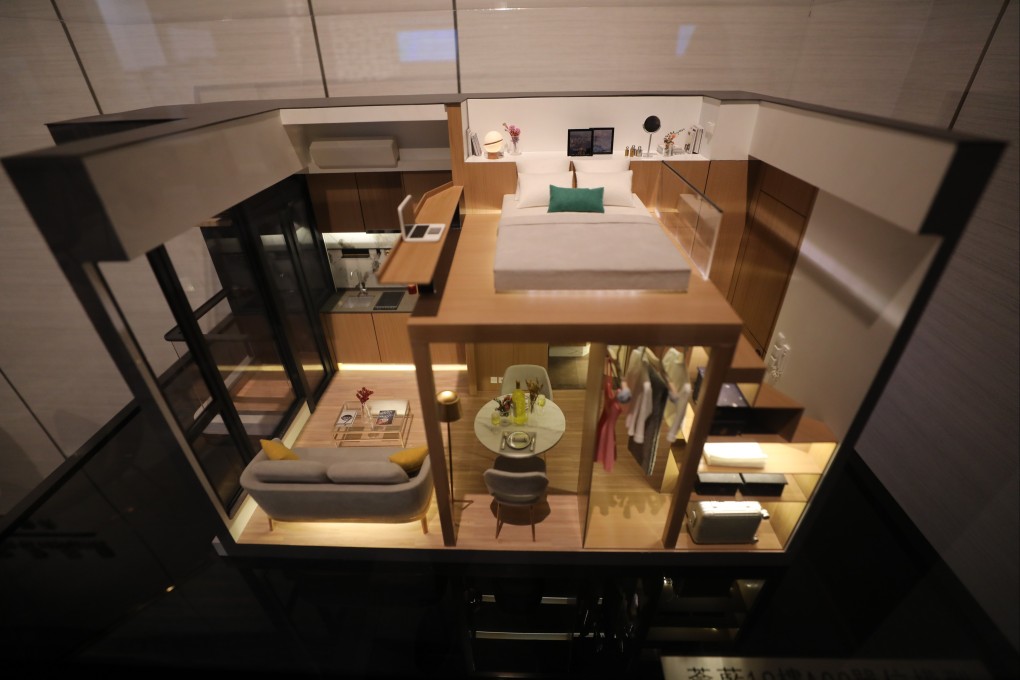 The replica of a 203 sq ft  nano flat at a residential development  in Hong Kong. Photo: Xiaomei Chen
