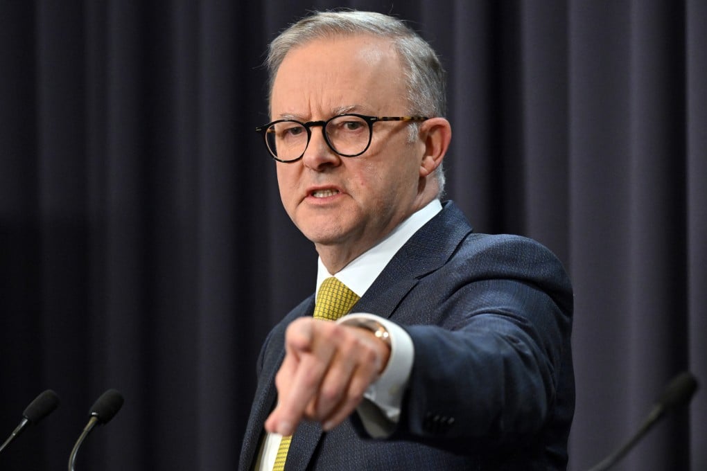 Australian Prime Minister Anthony Albanese speaks at a press conference in Canberra on Monday. Photo: Mick Tsikas/AAP/dpa