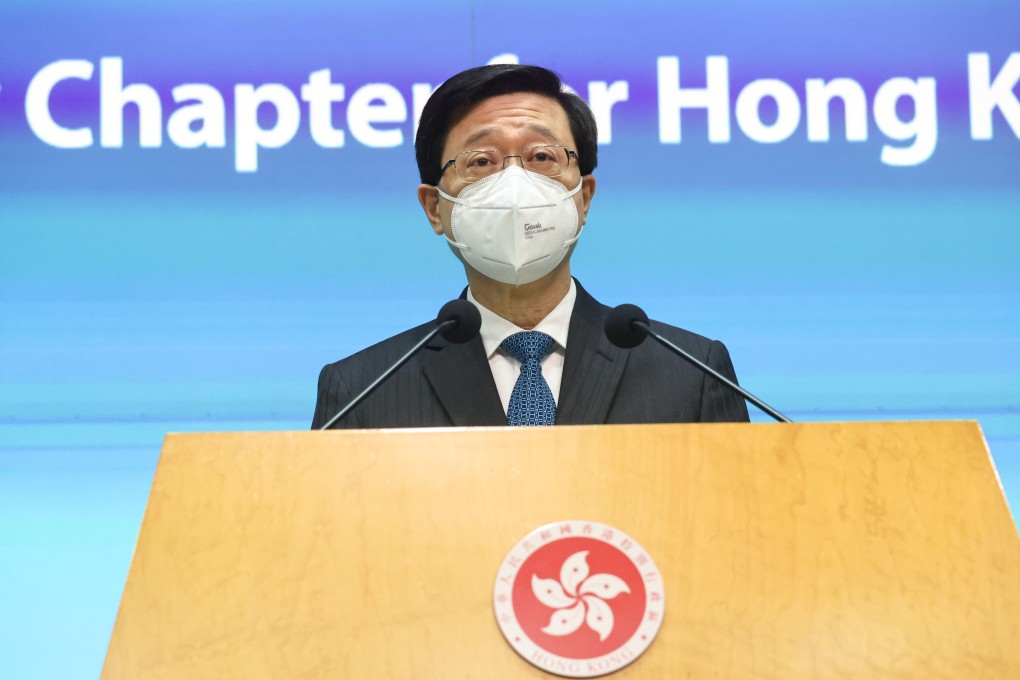 Hong Kong’s new leader John Lee meets the press before his weekly Exco meeting. Photo: K. Y. Cheng