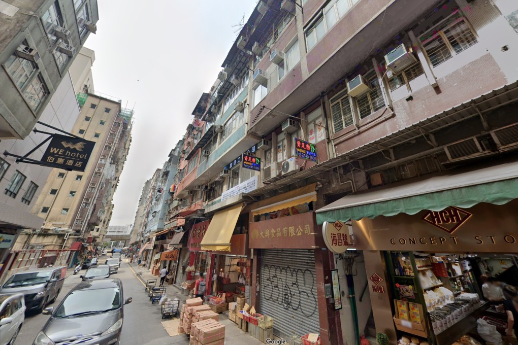A view of 22 Eastern Street. A Hong Kong man fell to his death when he was thought to have leaned out of his flat to retrieve a wireless earphone on a window ledge on Tuesday. Photo: Google