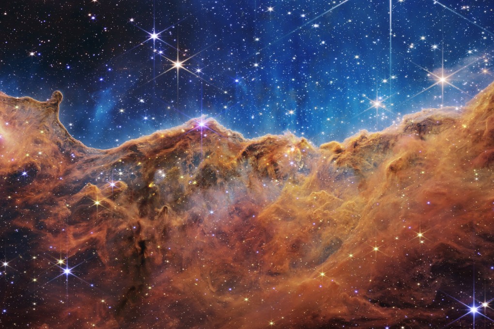 The edge of a nearby, young, star-forming region called NGC 3324 in the Carina Nebula is captured in infrared light by Nasa’s James Webb Space Telescope. Image: Nasa, ESA, CSA, and STScI via EPA-EFE