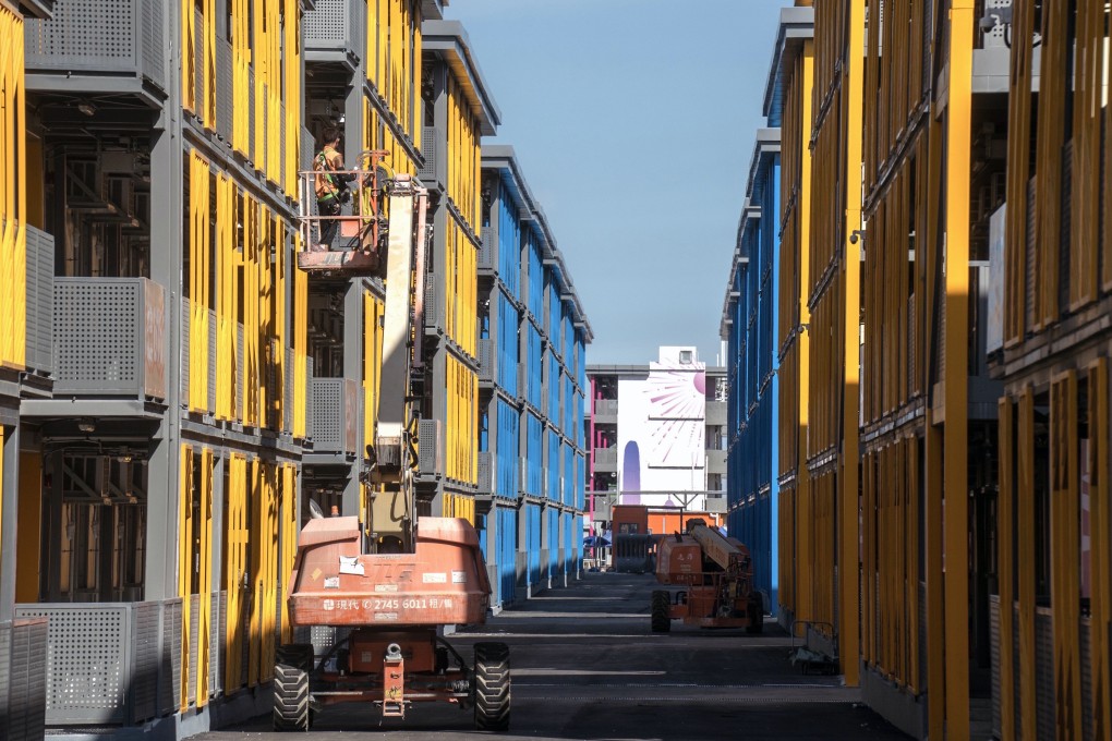 The Kai Tak Community Isolation Facility in Hong Kong on June 28. As the Covid-19 pandemic wanes, isolation facilities such as the ones in Kai Tak and Penny’s Bay could be relocated or repurposed to help ease the city’s housing shortages. Photo: Bloomberg