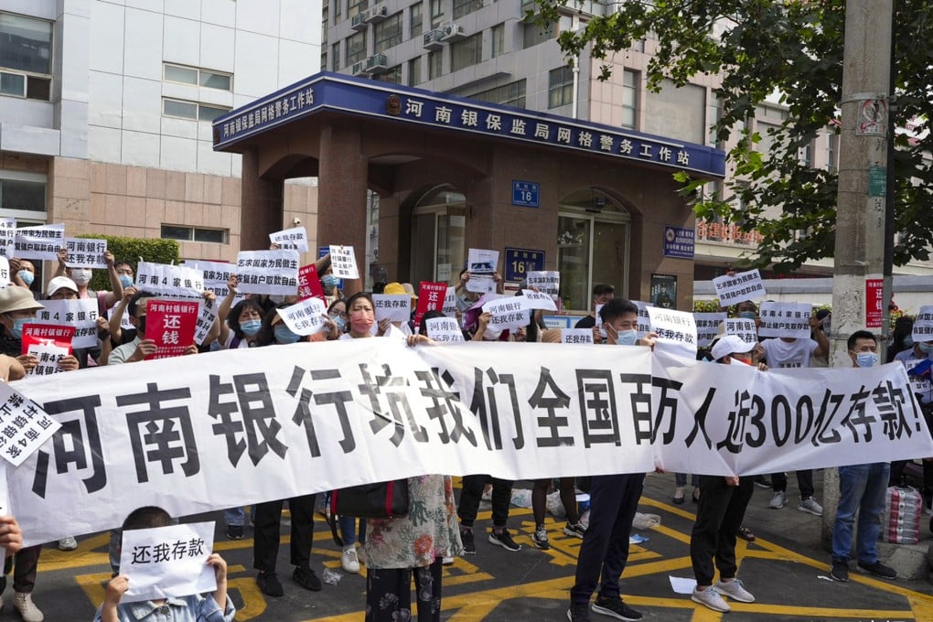 Victims of what could be one of China’s largest financial scandals have staged protests in Henan province since their savings were frozen in April. Photo: Weibo