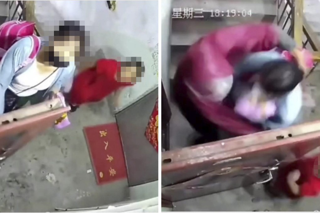 Surveillance footage of an alleged attack in China went viral online. Photo: SCMP composite