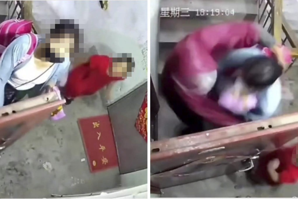 Surveillance footage of an alleged attack in China went viral online. Photo: SCMP composite