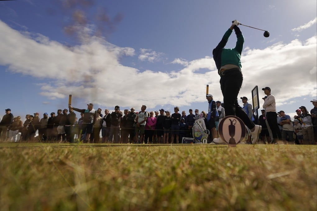 South Korea’s K.H. Lee tees off at the 4th during a practice round at The 150th Open Championship on the Old Course at St Andrews. Photo: AP