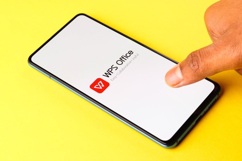 The WPS Office logo shown on a smartphone screen on April 10, 2021. Photo: Shutterstock