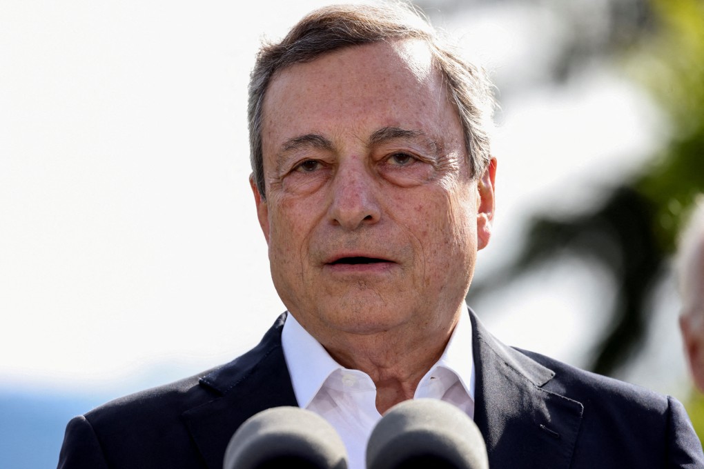 Italian Prime Minister Mario Draghi speaks during the first day of the G7 leaders’ summit at Bavaria’s Schloss Elmau castle, near Garmisch-Partenkirchen, Germany in June. Photo: Reuters
